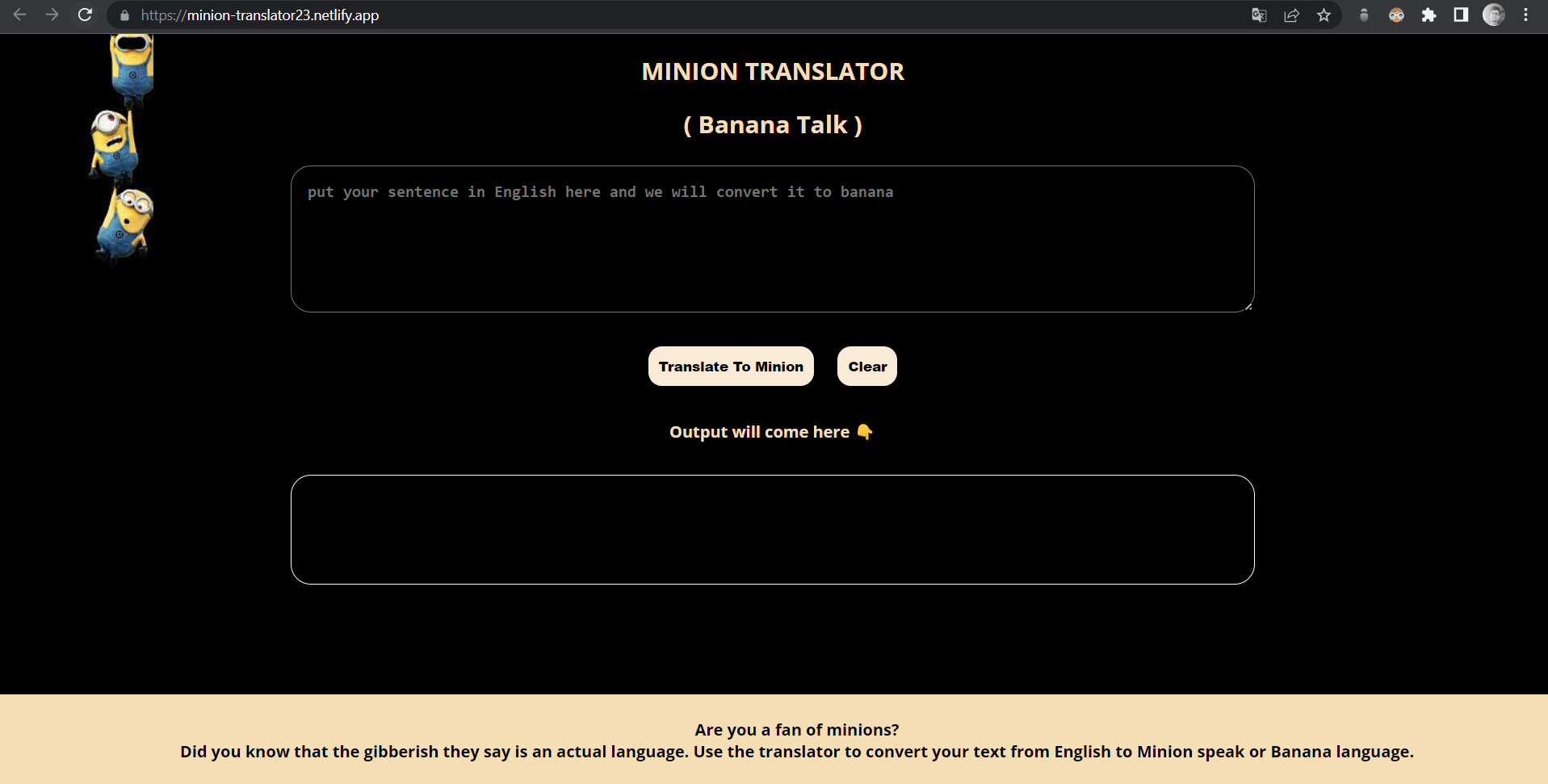 minion Translator-app screenshot